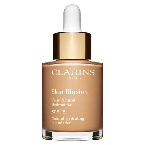 Clarins Skin Illusion Hydrating Foundation SPF15 in shade 110 Honey, 30ml bottle with pump dispenser, natural finish.