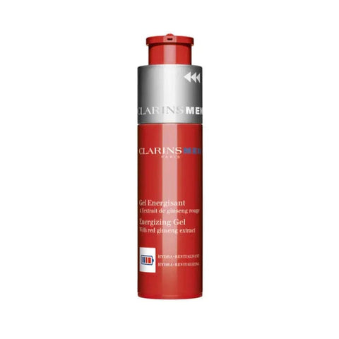 ClarinsMen Energizing Gel in 50ml jar, featuring transparent gel texture, branded by Jag Couture London New York.