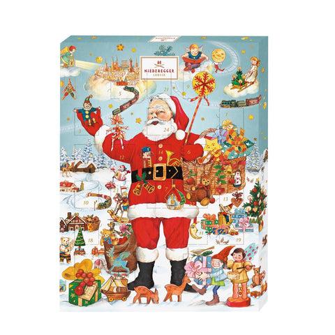 Classic Christmas Santa Claus advent loaf filled with milk and dark chocolate marzipan, by Jag Couture London New York.