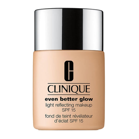 Clinique Even Better Glow foundation in shade 68 Brulee, 30ml bottle, with sleek packaging and product label visible.