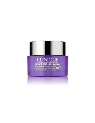 Clinique Smart Clinical Anti-Wrinkle Cream with SPF 30 in 75ml jar, shown with sleek packaging from Jag Couture London New York.