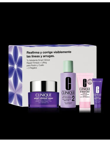 Set of four Clinique Smart Clinical Repair Anti-Wrinkle Cream jars in a compact case, from Jag Couture London - New York.