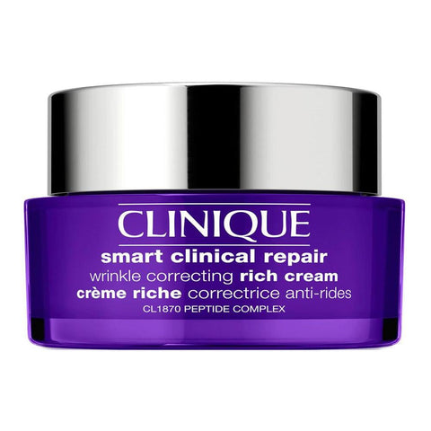 Jag Couture London New York Clinique Smart Clinical Repair Rich Cream 50ml jar with cream visible, promoting skin repair and hydration.