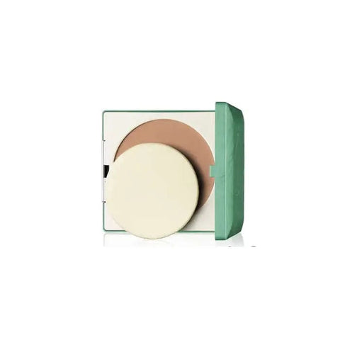 Clinique Stay Matte Sheer Pressed Powder in shade 17 Stay Golden, 7.6g, displayed in a compact with a clear mirror.