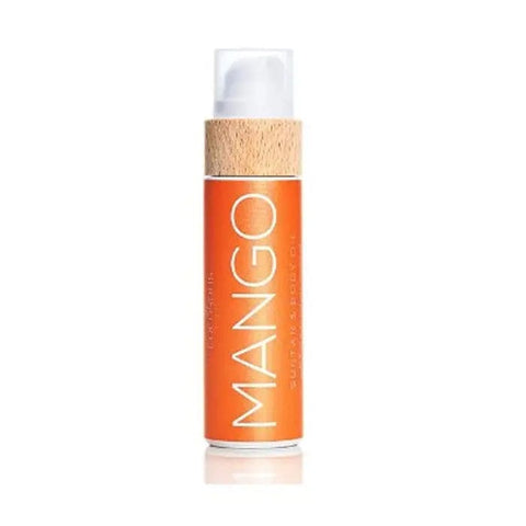 Cocosolis Mango Sun Tan & Body Oil by Jag Couture London - New York, 110ml bottle with mango scent and sun protection properties.