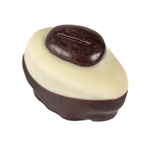 Jag Couture London New York coffee cream with white and dark chocolate coating, topped with a chocolate bean, 13g piece.