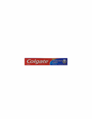 Colgate Proteccion Caries Clasico toothpaste in 75ml tube, shown with packaging, from Jag Couture London New York.