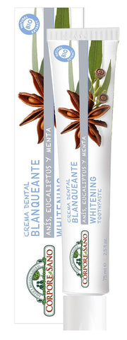 Jag Couture London New York Corpore Crema Dental Blanqueante whitening toothpaste tube on a white background.