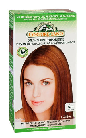 Jag Couture London-New York Corpore Tinte 6.43 Avellana hair dye in 140ml bio bottle, natural warm chestnut color.