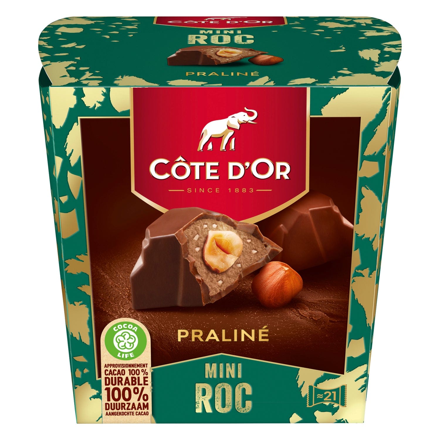 Jag Couture London - New York Cote d'Or Mini Roc Praline - smooth milk chocolate with a whole hazelnut, soft praline and crispy pieces