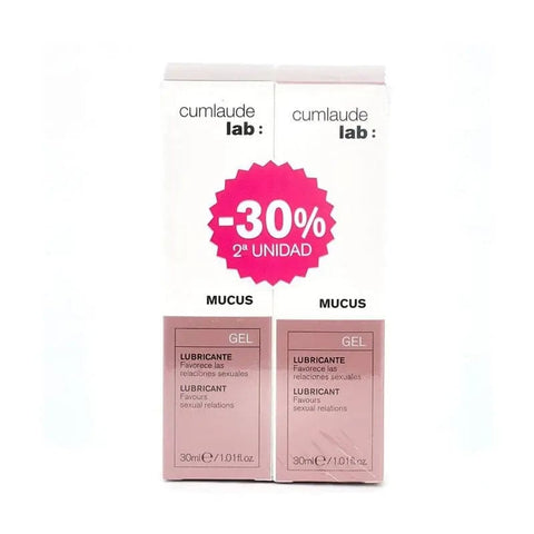 Jag Couture London New York Cumlaude Mucus Lubricating Gel 2x30m bottles on white background.