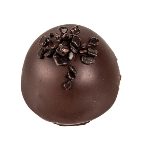 Dark champagne truffle by Jag Couture London, featuring marc de champagne-flavored ganache in rich dark chocolate, 12g.
