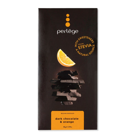 Dark chocolate tablet with orange from Jag Couture London - New York, showing a close-up of the chocolate bar with orange pieces.