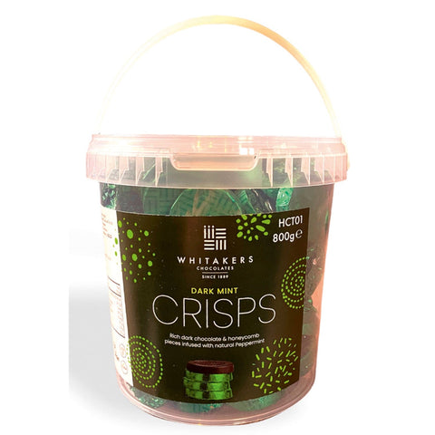 Dark mint crisp dark chocolate with honeycomb pieces in green foil, 128 pieces by Jag Couture London New York.