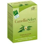 Bottle of 100% Natura CamelliaSelect supplements by Jag Couture London New York, with 60 vegetarian capsules on a white background.