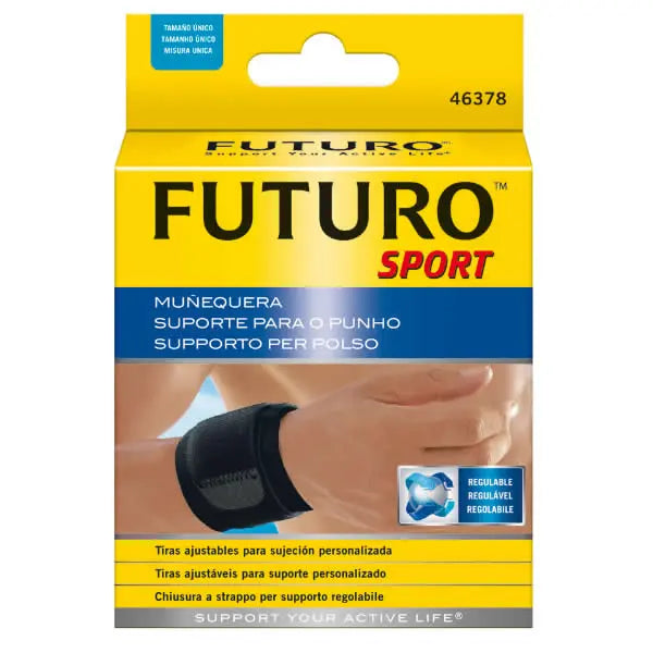 3M Futuro Sport wrap-around wrist support in size unique, designed for wrist stability and comfort, by Jag Couture London New York.