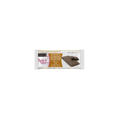 Three Siken Snack Time Milk Chocolate Biscuits by Jag Couture London New York arranged on a white surface.