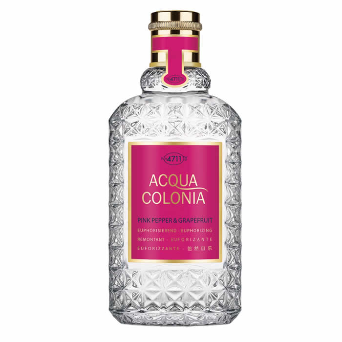 4711 Acqua Colonia Pink Pepper & Grapefruit Eau De Cologne spray, 100ml bottle with pink and citrus accents.