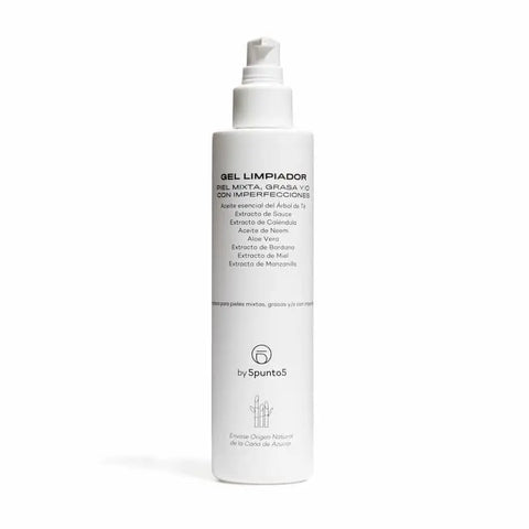 Jag Couture London 5punto5 Organic Cleansing Gel 200ml, clear gel in a pump bottle with fresh, natural ingredients visible.