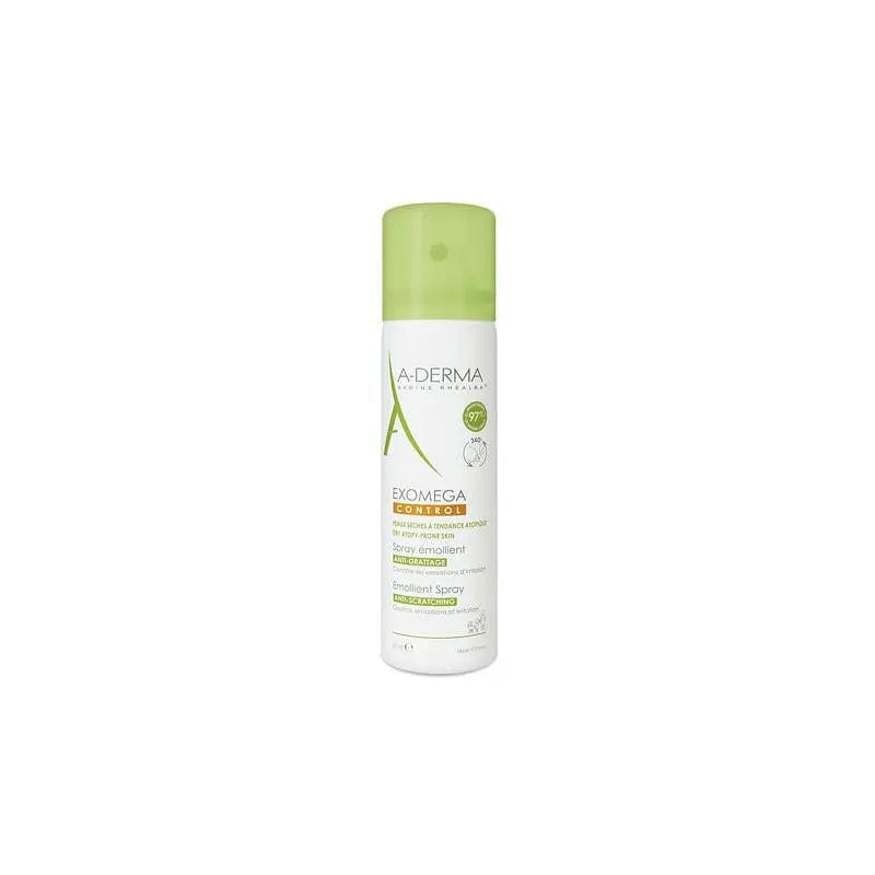 A-Derma Exomega Control Spray 50ml by Jag Couture London - New York, featuring a white spray bottle with product label and nozzle.