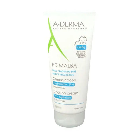A-Derma Primalba Cocon Cream 100ml jar with soft cream texture, featuring natural ingredients, on a neutral background.