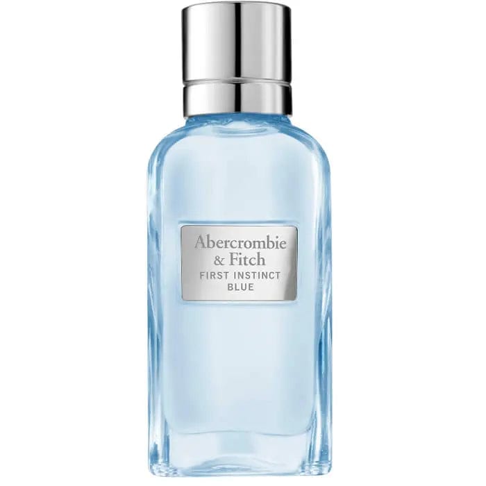 Abercrombie & Fitch First Instinct Blue Woman Eau De Perfume Spray 100ml, elegant perfume bottle with blue liquid and sleek design