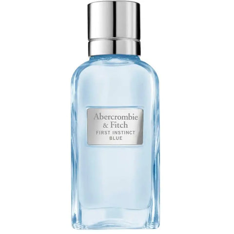 Abercrombie & Fitch First Instinct Blue Woman Eau De Perfume Spray 100ml, elegant bottle with blue liquid and silver cap