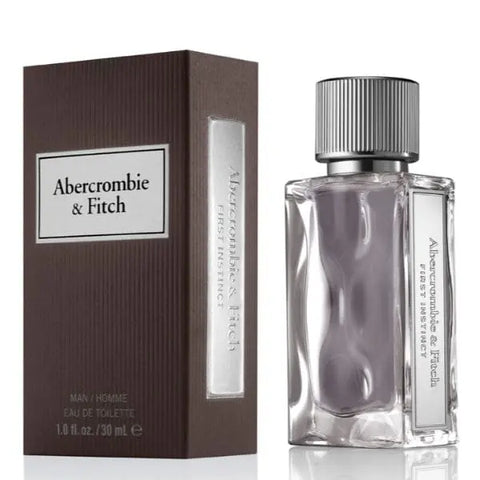 Abercrombie & Fitch First Instinct Man Eau De Toilette spray 30ml, showcased with packaging and sleek bottle design.