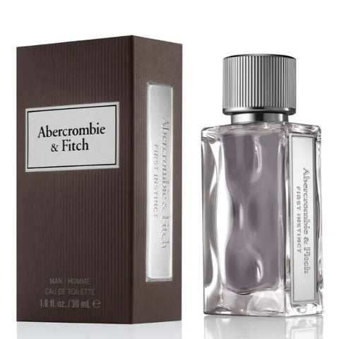Abercrombie & Fitch First Instinct Man Eau De Toilette spray, 30ml, with sleek bottle design on a neutral background