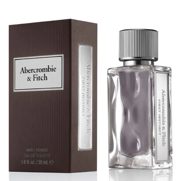 Abercrombie & Fitch First Instinct Man Eau De Toilette spray 30ml displayed with packaging and branding from Jag Couture London New York