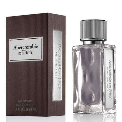 Abercrombie & Fitch First Instinct Man Eau De Toilette spray 30ml, with sleek bottle and packaging visible.