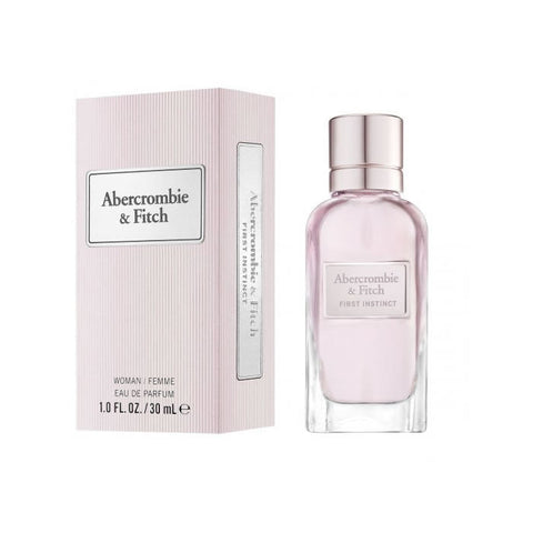 Abercrombie & Fitch First Instinct Woman Eau De Perfume spray bottle, 30ml, with elegant packaging and branding.