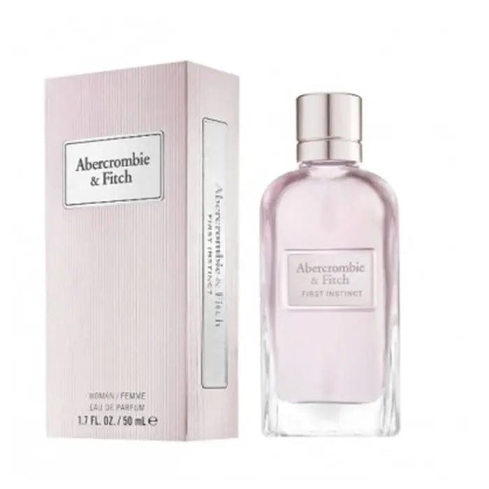 Abercrombie & Fitch First Instinct Woman Eau de Perfume spray 50ml by Jag Couture London New York, with elegant perfume bottle.