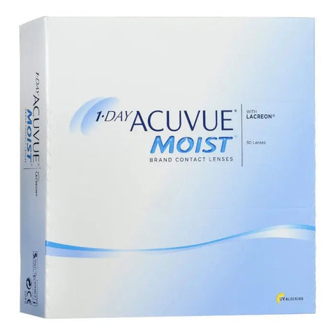 Acuvue Moist 1-Day Contact Lenses by Jag Couture London with -2.75 BC, 8.5 diameter, 90 lenses in a box.