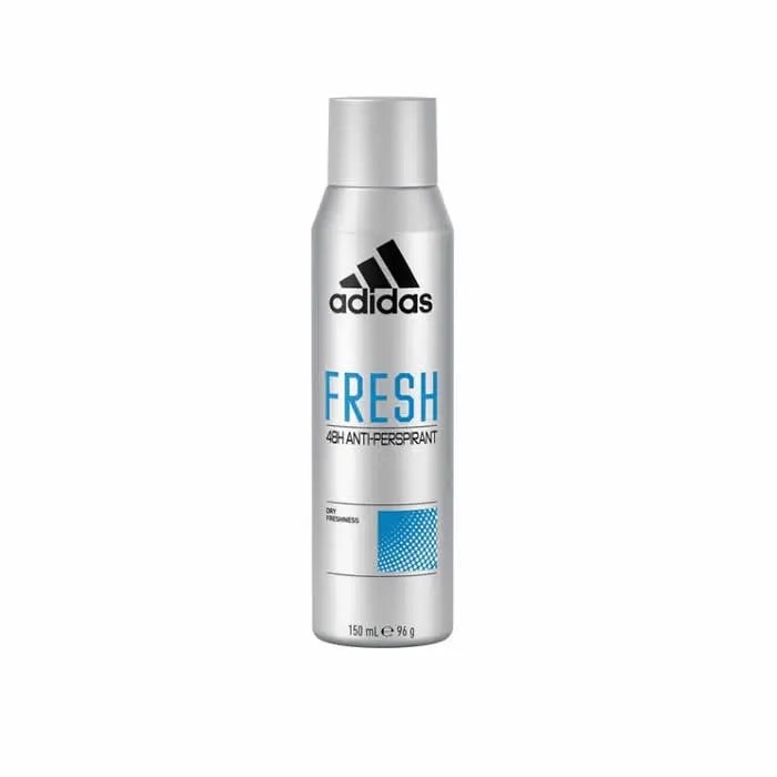 Adidas Fresh 48h Antiperspirant Deodorant Spray by Jag Couture London New York, 150ml bottle with a sleek design