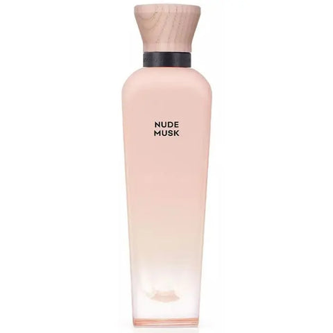 Adolfo Dominguez Nude Musk Eau De Perfume spray 120ml, featuring a sleek bottle with a minimalist design, on a neutral background.