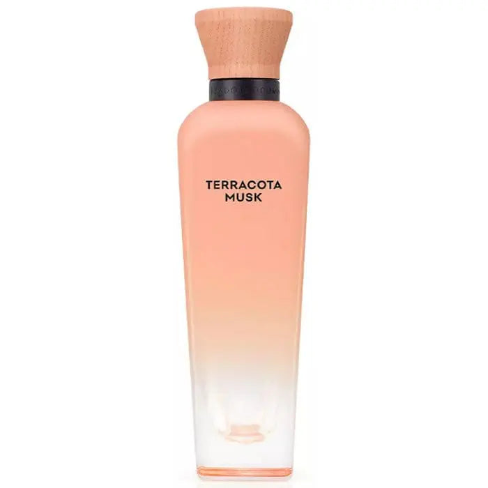 Adolfo Dominguez Terracota Musk Eau De Perfume spray bottle, 120ml, with elegant packaging and branding visible.