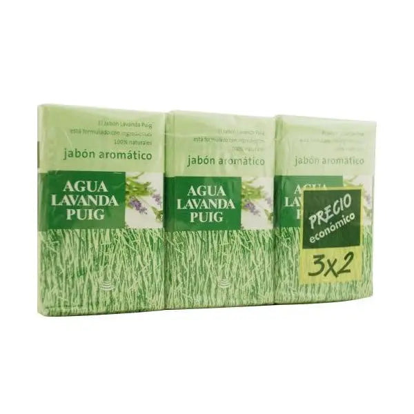 Set of Agua Lavanda Puig aromatic toilet soaps by Jag Couture London New York, featuring lavender-scented soap bars.