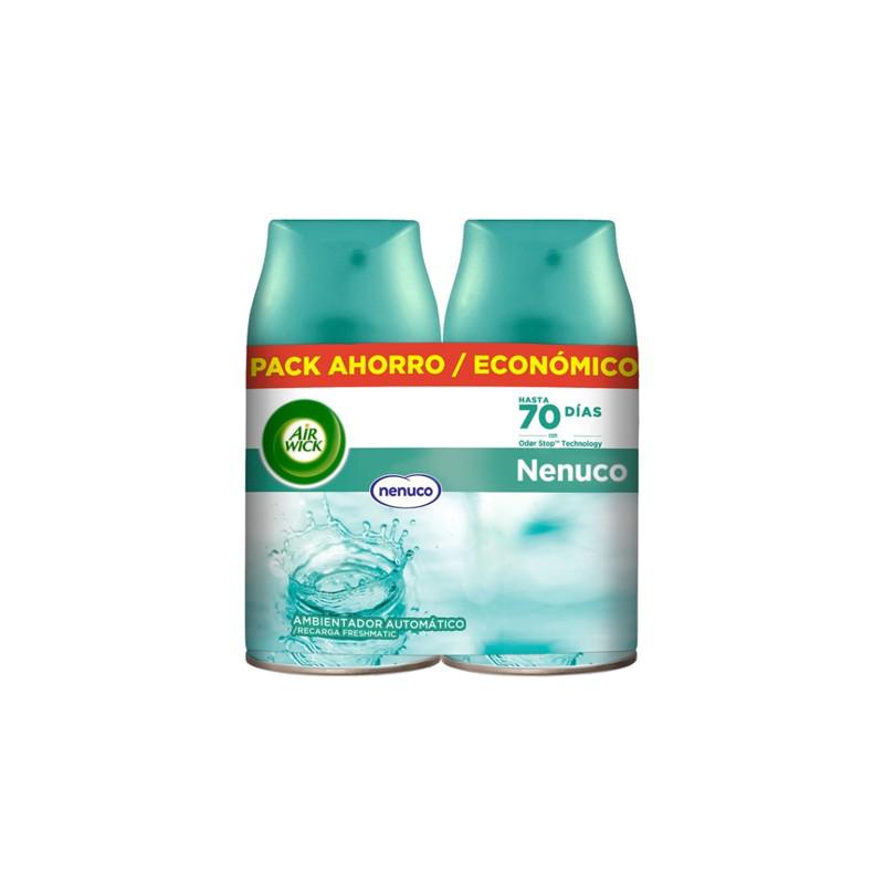 Air-Wick Freshmatic Nenuco air freshener refill pack with two 250ml bottles, natural scent, from Jag Couture London New York.