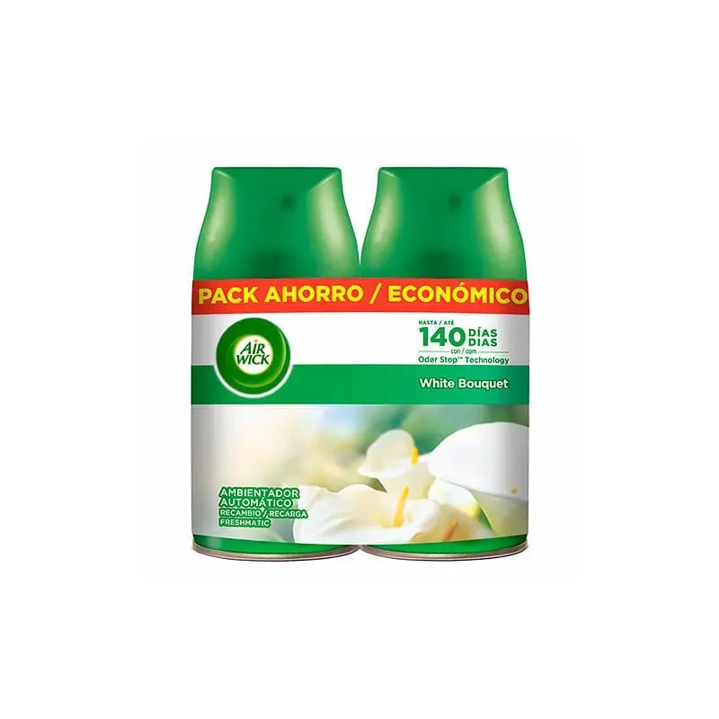 Air-Wick Freshmatic White Bouquet fragrance refill, 2 x 250ml, designed for ambient air freshener units.