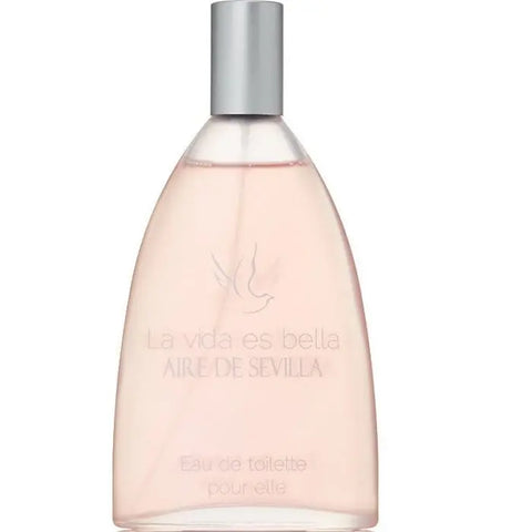 A 150ml bottle of Aire De Sevilla La Vida Es Bella Eau De Toilette spray by Jag Couture London New York, with elegant packaging.