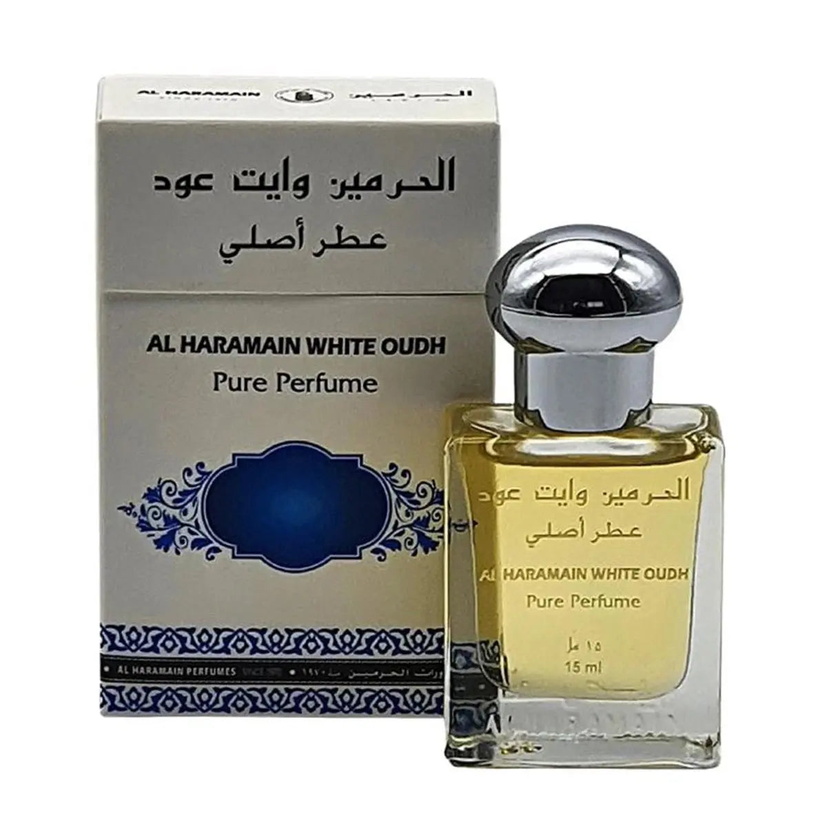 Al Haramain White Oudh perfume Puro Roll-On 15ml, featuring elegant packaging and branding from Jag Couture London New York