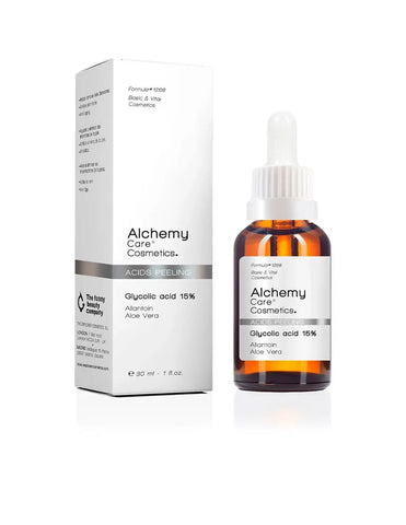 Alchemy Care Cosmetics Glycolic Acid Peeling solution in a 30ml bottle, from Jag Couture London - New York.