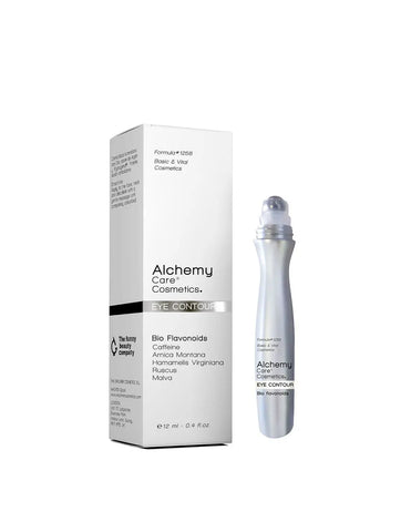 Alchemy Care Cosmetics Bio Flavonoids eye contour cream in 12ml jar, featuring natural ingredients for revitalizing eye area.