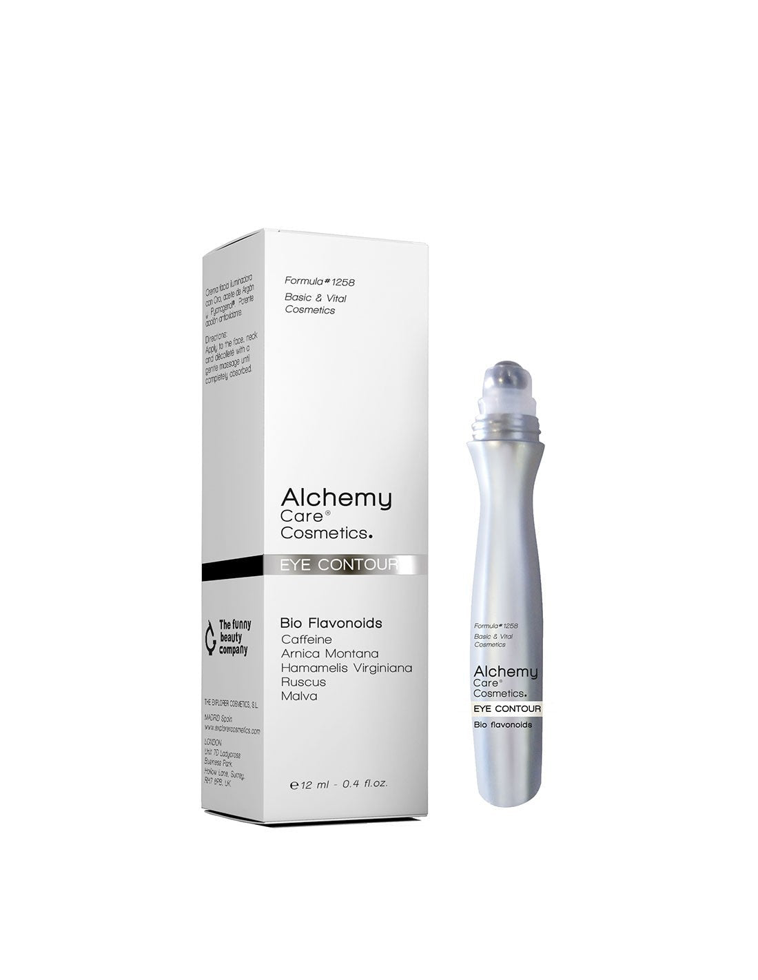Jag Couture London Bio Flavonoids Eye Contour Cream in 12ml, featuring a sleek jar with natural ingredients for eye care.