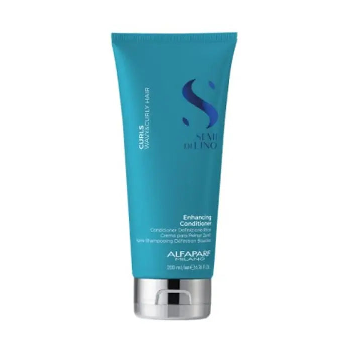 Alfaparf Milano Semi Di Lino Curls Enhancing Conditioner 200ml bottle, designed to define and moisturize curly hair.