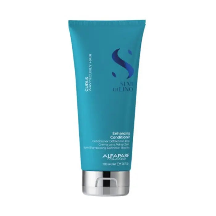 Alfaparf Milano Semi Di Lino Curls Enhancing Conditioner in 200ml bottle, designed to define and hydrate curly hair.