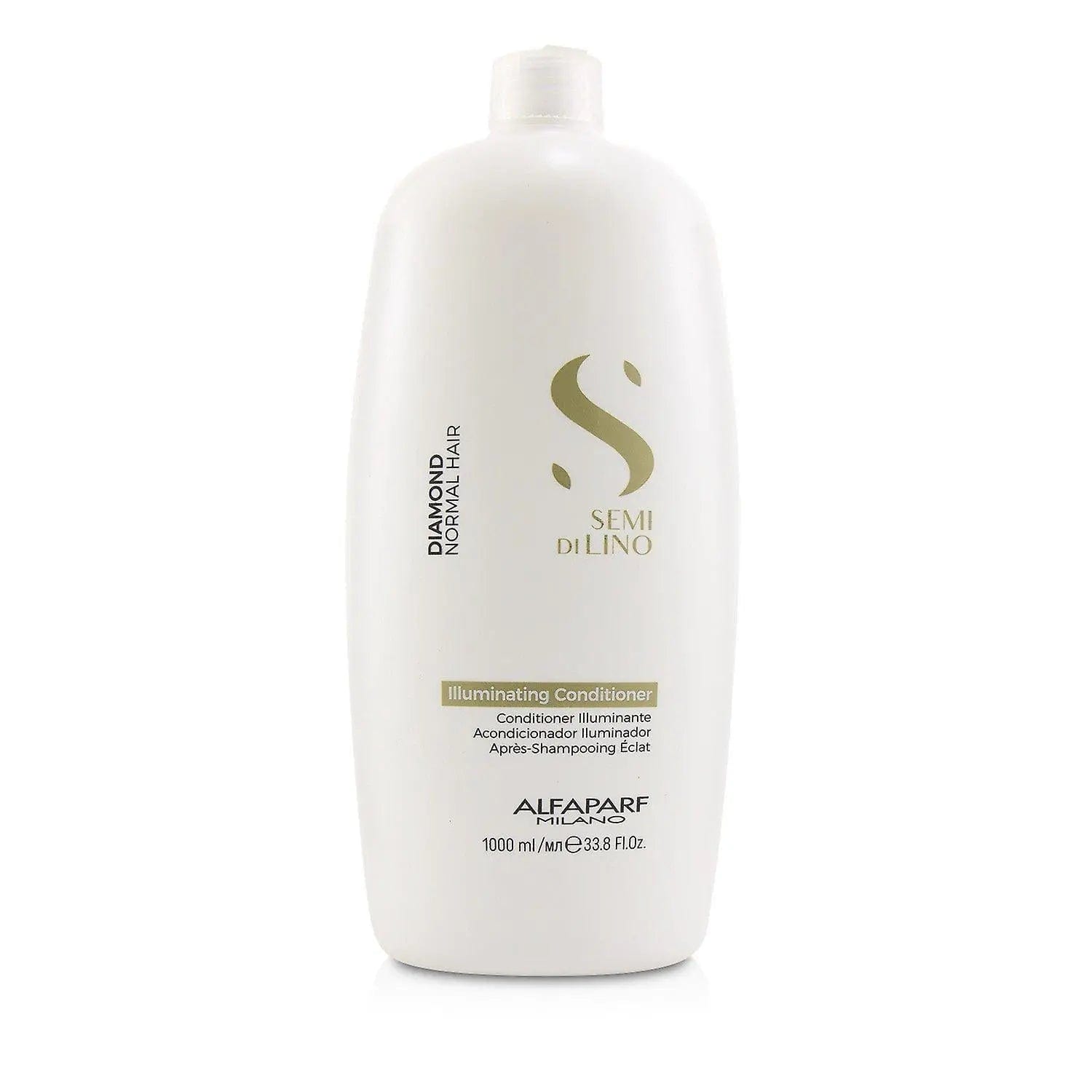 Alfaparf Milano Semi Di Lino Diamond Illuminating Conditioner bottle, 1000ml, with sleek packaging and product label.