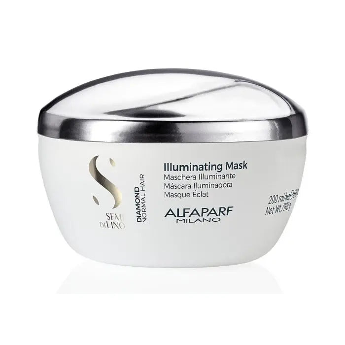Alfaparf Milano Semi Di Lino Diamond Illuminating Mask 200ml, creamy hair treatment for shine and nourishment.