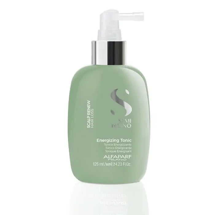 Alfaparf Milano Semi Di Lino Scalp Renew Energizing Tonic 125ml bottle with sleek packaging, designed to refresh and revitalize the scalp.